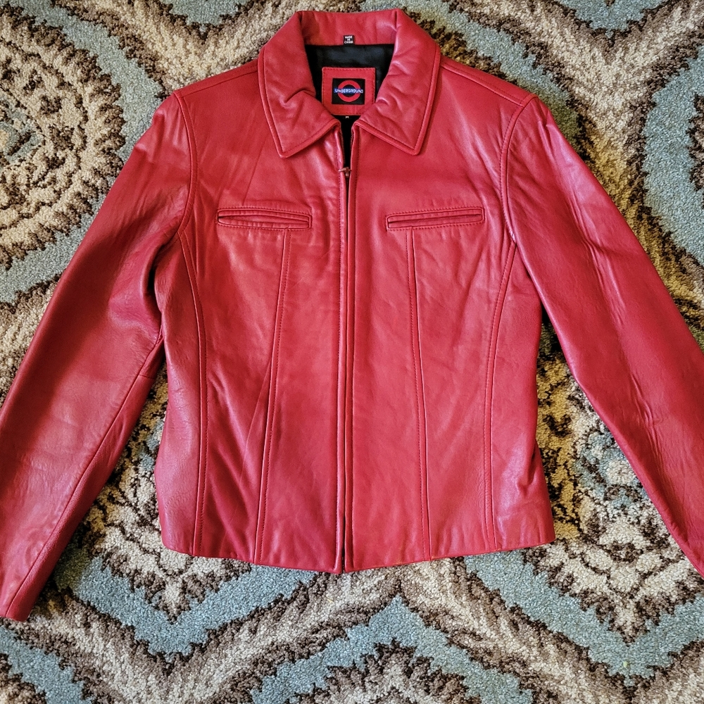 Red genuine leather jacket
